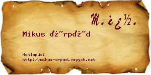 Mikus Árpád névjegykártya